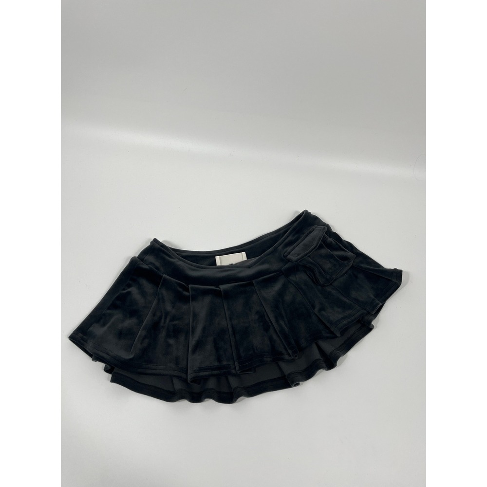 Y2K Womens Micro Mini Skirt S Grey Pleated Whimsigoth Dark Fairy Grunge Feminine